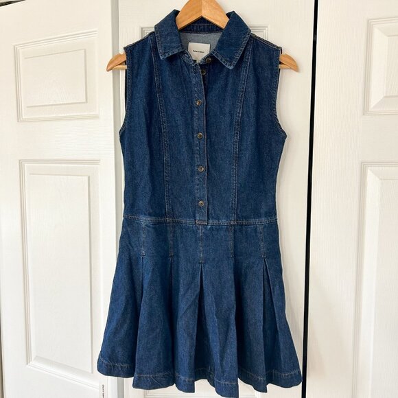 NWT Reformation Arella Denim Mini Dress Sleeveless Dark Wash Women’s Size 2 - Picture 2 of 9